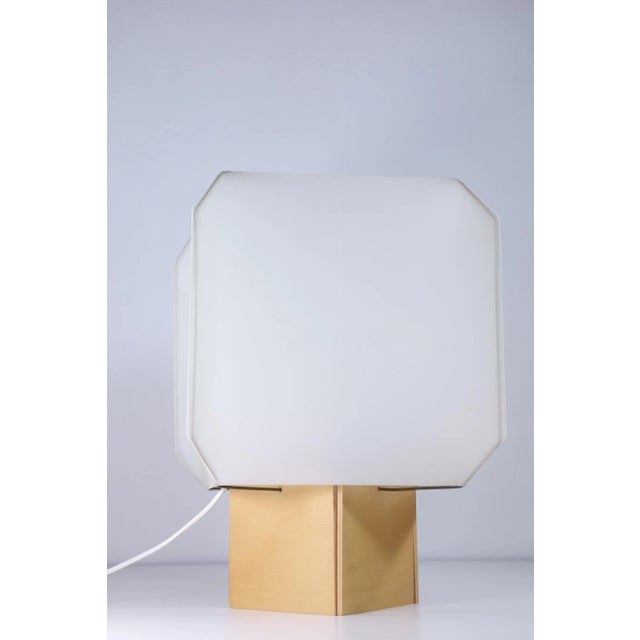 Bali Bruno Munari Danese Milano Italy, 1958 Plastic Shade Metal Parts and Wood Base Original Vintage edition with plastic...