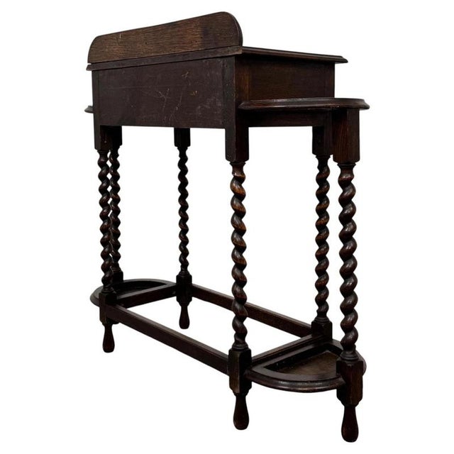 Wood Antique Edwardian Oak Hall Stand, England For Sale - Image 7 of 12