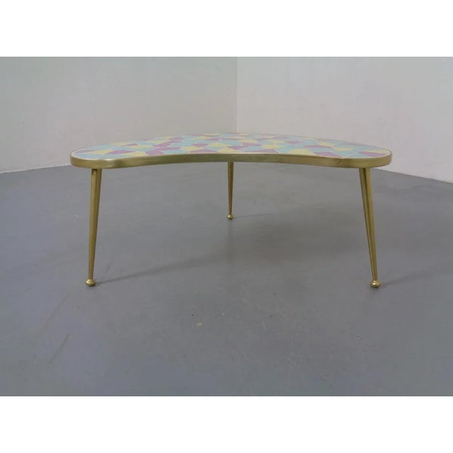 German Ceramic Metal & Mosaic Kidney Side Table, 1950s For Sale - Image 17 of 18