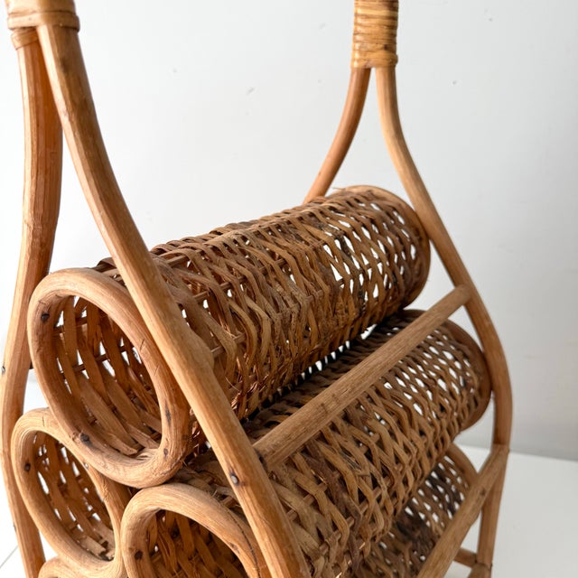 1970s 1970s Bamboo and Rattan Wine Rack For Sale - Image 5 of 5