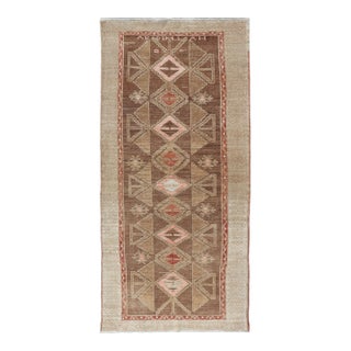 Hand Knotted Colorful Turkish Kars With Tribal Designs and Geometric Motifs 4'4 X 9'9 For Sale