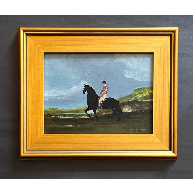 Figurative Oil Painting of an Jockey on Horseback by Satori Gregorakis For Sale - Image 3 of 3