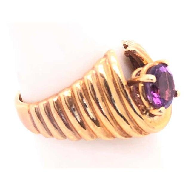 14 Karat Yellow Gold With Center Amethyst Dome Fashion Ring For Sale - Image 4 of 6