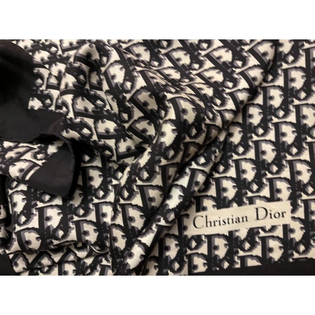 Christian Dior Black Monogram Cotton Scarf For Sale In New York - Image 6 of 6