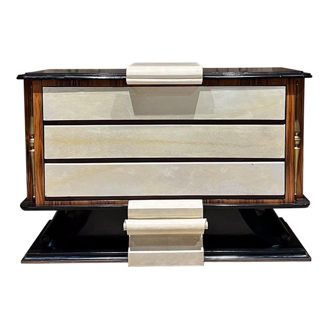 1940s French Neoclassical Dresser Goatskin Bronze For Sale