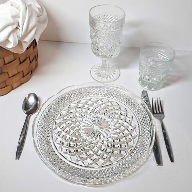 Anchor Hocking Crystal Starlite Gift Picnic Basket- Set of 14 For Sale - Image 4 of 7