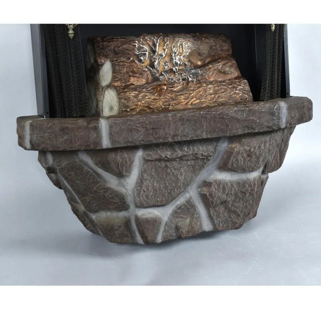 Vintage Wall Mounted Faux Stone Electric Fireplace With Space Heater For Sale - Image 6 of 16