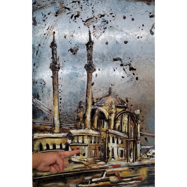 Modern Hagia Sophia Church Mosque Istanbul Turkey Turkish Scene 3D Mixed Media Wall Art Metal Wood Art For Sale - Image 3 of 12
