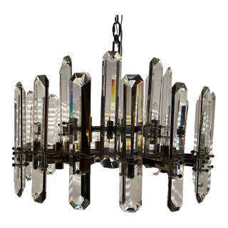 LaVan Modern Faceted Crystal Chandelier For Sale