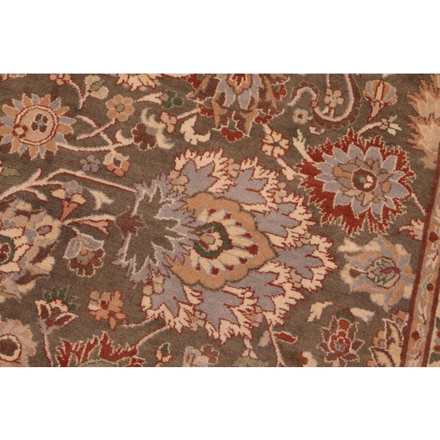 Floral 1990's Pak-Persian Green/Taupe Wool Rug - 6'1'' X 8'10'' For Sale In New York - Image 6 of 9