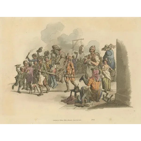The mock procession of guy fawkes: a hand-colored aquatint by william henry pyne this captivating aquatint by william...