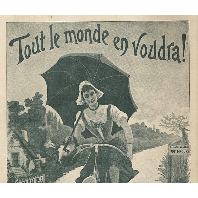 RARE FIND!!! This is an original 1894 antique French bicycle print that originally was the back cover of a French literary...