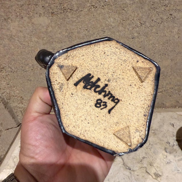 Black 1983 Artsy Coffee Mugs Signed Pottery Melching For Sale - Image 8 of 12