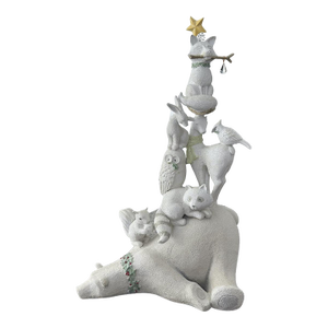 Large 20-Inch Christmas Winter WIlderness Stacked Animal Figurine by Grasslands Road