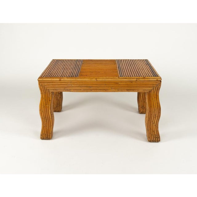 1970s Mid-Century Coffee Table with Wavy Legs in Rattan attributed to Vivai del Sud, Italy, 1970s For Sale - Image 5 of 18
