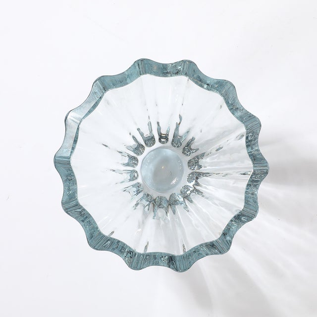 Mid-Century Modern Strombergshyttan Blue Crystal Fluted Glass Bowl For Sale - Image 9 of 10