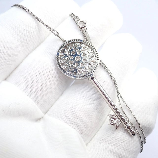 Tiffany & Co Platinum Large Victoria Vine Key Pendant Necklace For Sale - Image 13 of 14
