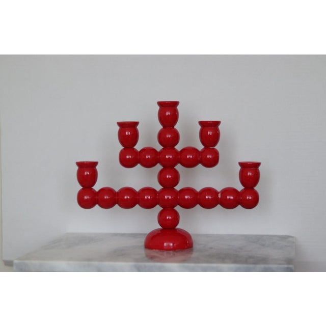 Mid-Century Modern Mid-Century Swedish 5-Arm Bobbin Candelabra, 1970s For Sale - Image 3 of 13