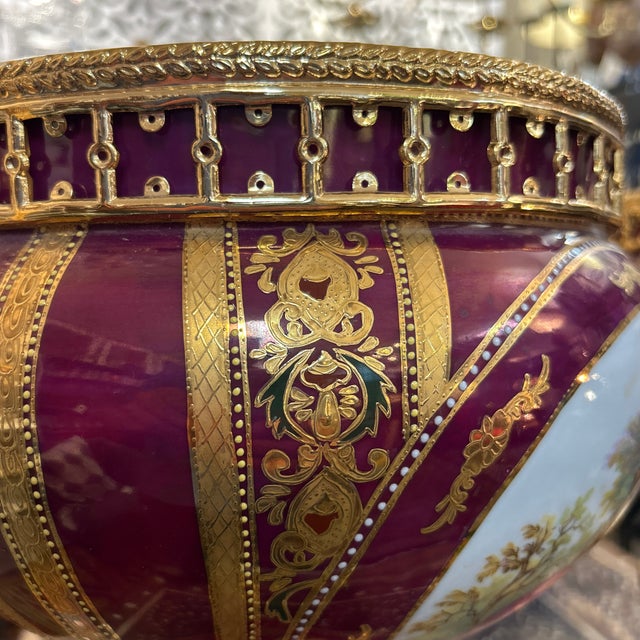 Red S Limoges France Porcelain Tazza/ Urns a Pair For Sale - Image 8 of 11