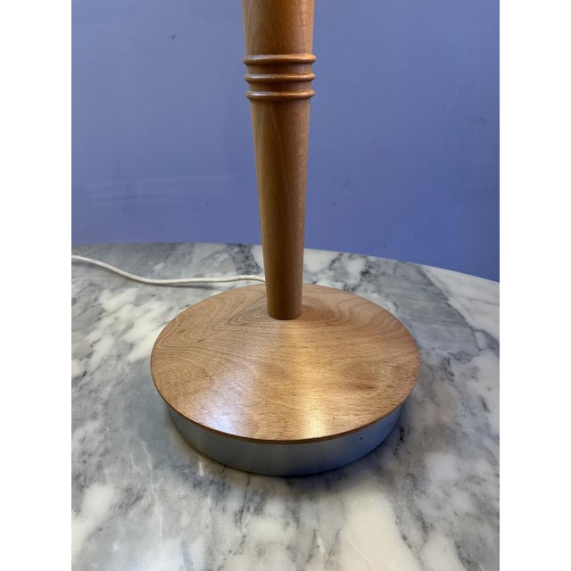 Table lamp by Soren Erikson, 90s, France White acrilic diffuser, curved beech wood lampshade and some metal and plastic...