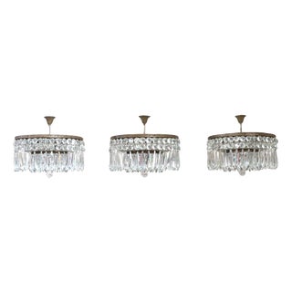 Chandeliers with Large Crystal Drops, Set of 3 For Sale