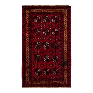 1960s Vintage Persian Shiraz Handmade Red Geometric Wool Rug For Sale