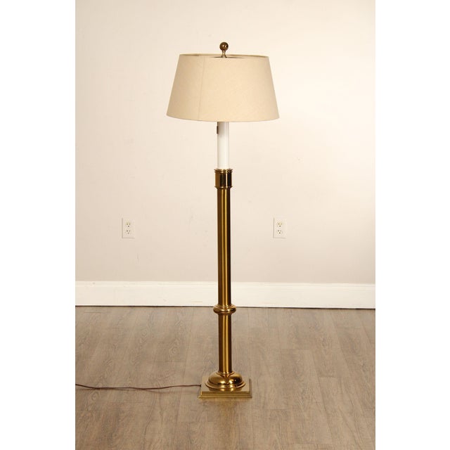 Vintage Brass Floor Lamp With Shade For Sale - Image 11 of 18
