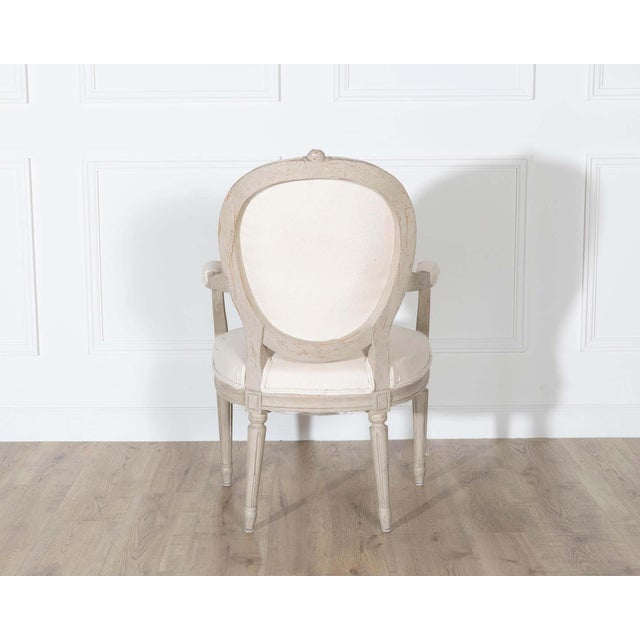 Pair of Early 20th Century Swedish Gustavian Style Oval Back Armchairs For Sale - Image 12 of 14