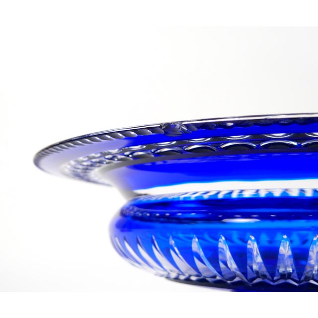 Mid-Century Modern Val Saint Lambert Cobalt Blue Diamond-Cut Crystal Centerpiece For Sale In New York - Image 6 of 12