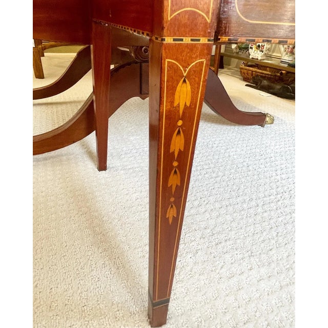 Antique Hepplewhite Mahogany Window Seat/Bench With Inlay and Bellflowers For Sale - Image 10 of 11