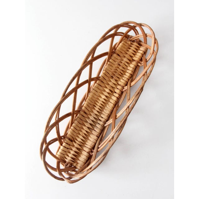 Wood Vintage French Country Wicker Bread Basket With Open Weave For Sale - Image 7 of 15