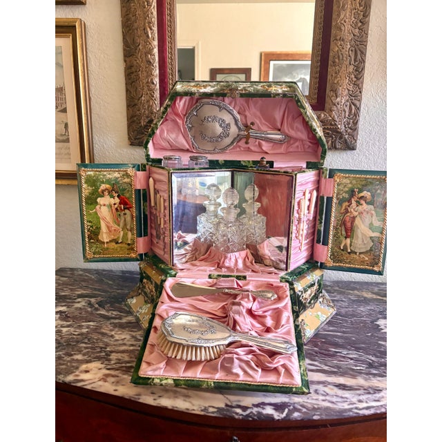 Victorian Magnificent Monumental Large Antique Gilded Age Victorian Lady’s Vanity Music Box For Sale - Image 3 of 16