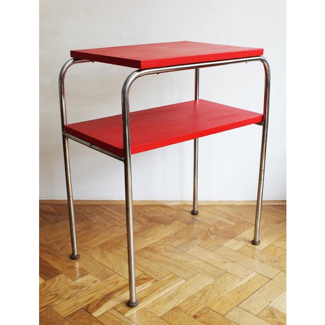 Brown Modernist Tubular Side Table Model R 7 attributed to Slezak, 1930s For Sale - Image 8 of 15