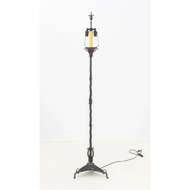 Late 20th Century Edgar Brandt Style Wrought Iron Floor Lamp For Sale - Image 5 of 5