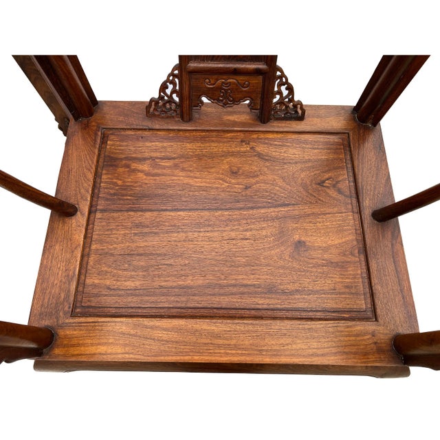 3 Pieces Set Chinese Yellowish Brown Ru Yi Horseshoe Armchair Table For Sale In San Francisco - Image 6 of 7