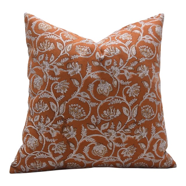 Fabdivine Block Print Cushion Cover 20x20 Inch Duck Canvas-Saraswati For Sale