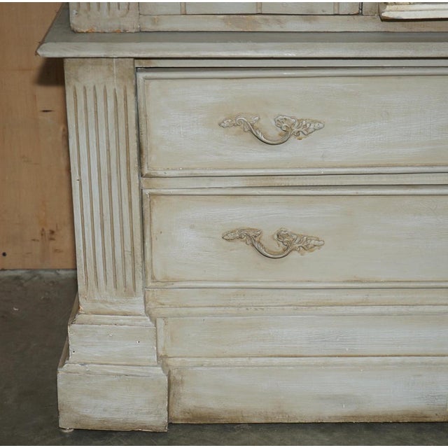 Tall Antique Georgian Painted Town House Wardrobe with Drawers For Sale - Image 9 of 16
