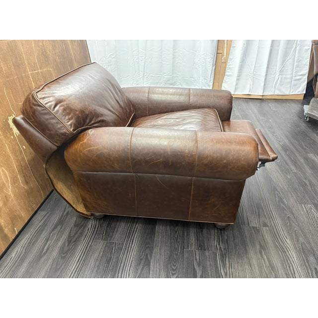 Contemporary Rh Original Lancaster Leather Recliner Italian Brompton Leather | Cocoa | Down-Feather Fill For Sale - Image 3 of 18