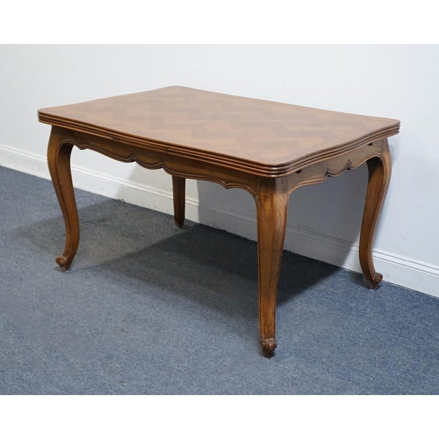 Wood High End Vintage Country French Provincial Cherry Basketweave Parquetry 89" Refectory Dining Table For Sale - Image 7 of 9