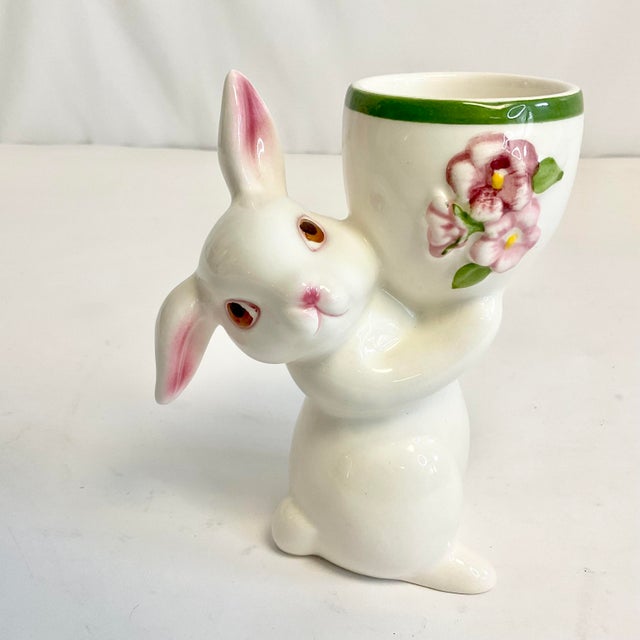 1981 Vintage Whimsical Boho Chic Bunny Egg Cup - Easter For Sale - Image 4 of 10