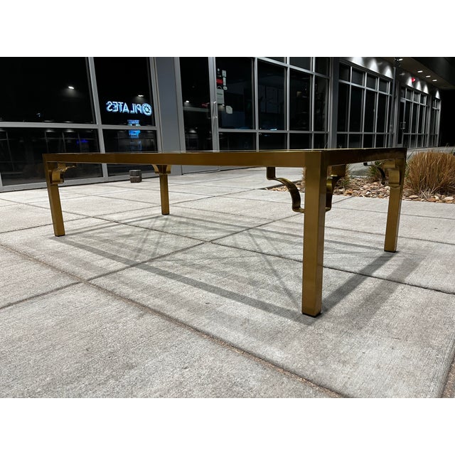 Mid-Century Modern Mastercraft Chinese Chippendale Brass Coffee Table With Fretwork For Sale - Image 3 of 12