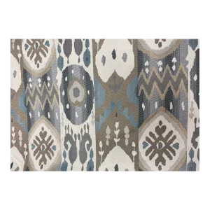 Upholstery Drapery Ikat American Indian Native Drapery Abstract Pattern Bronze Gold Aqua Gray Beige Taupe Brown Gray Stain Repellent