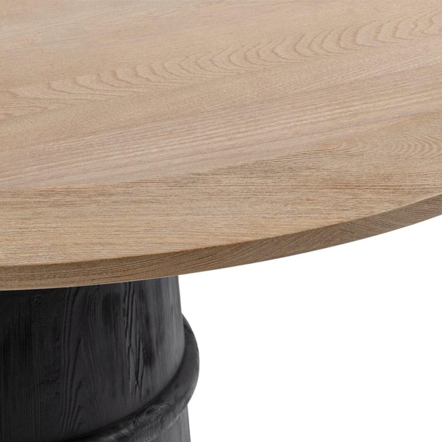 Blackwell Two Tone Modern Rustic Pedestal Dining Table For Sale - Image 4 of 4