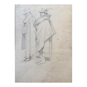 Cloak and Dagger, Ellsworth Woodward Antique Figurative Graphite Drawing