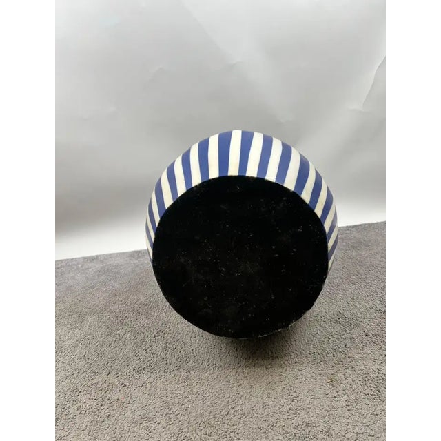 Art Deco Style Blue & White Resin Cylindrical Side, End Table or Stool For Sale - Image 9 of 11