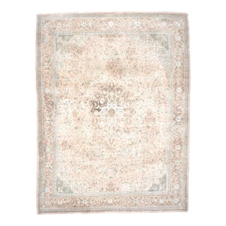 1970s Vintage Persian Handmade Wool Cotton Light Beige Area Rug For Sale