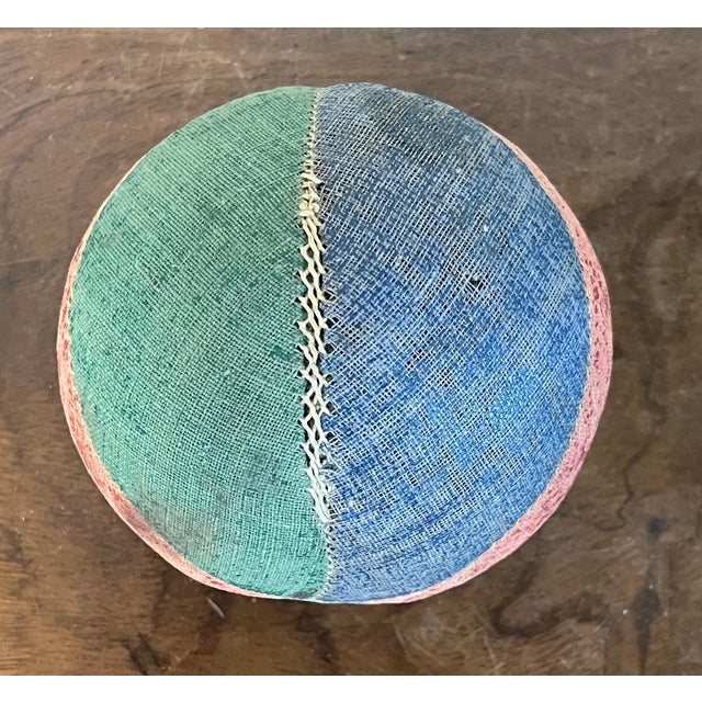 Antique 19th Century American Folk Art Victorian Child's Toy Oil Cloth Harlequin Ball For Sale In New York - Image 6 of 15