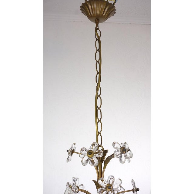 Antique Italian gold -plated metal crystal flowers chandelier, 1950s Very nicely processed Dimensions; Diameter: 48 cm...