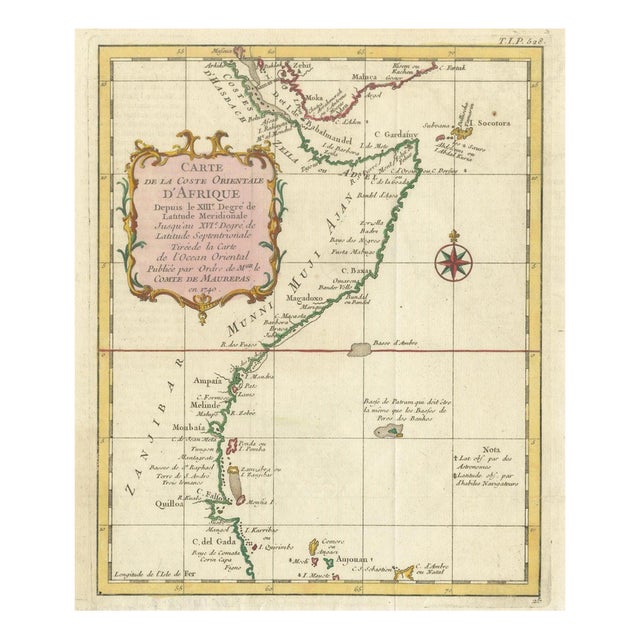 East African Coast Map by Bellin, 1740 For Sale