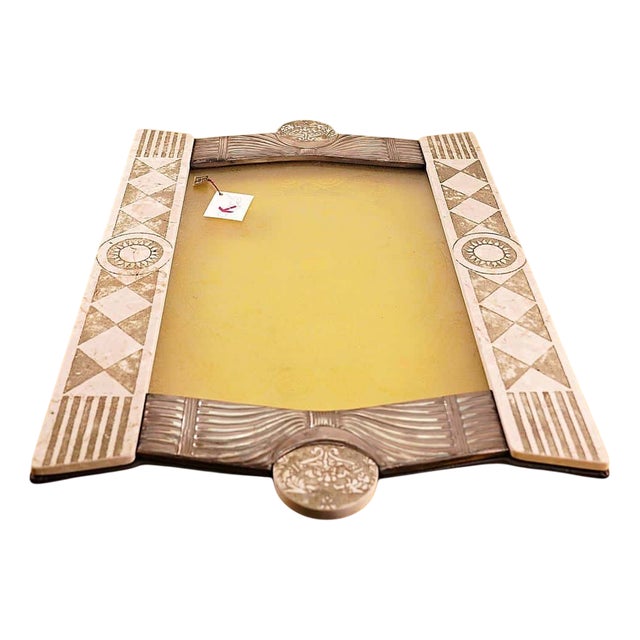 Vintage Tray in Marble and 800 Silver For Sale